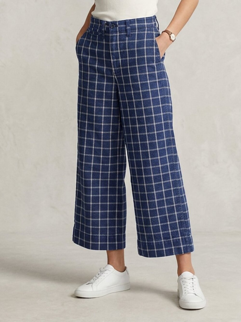 Madewell Plaid Stripe Flare Crop Pants